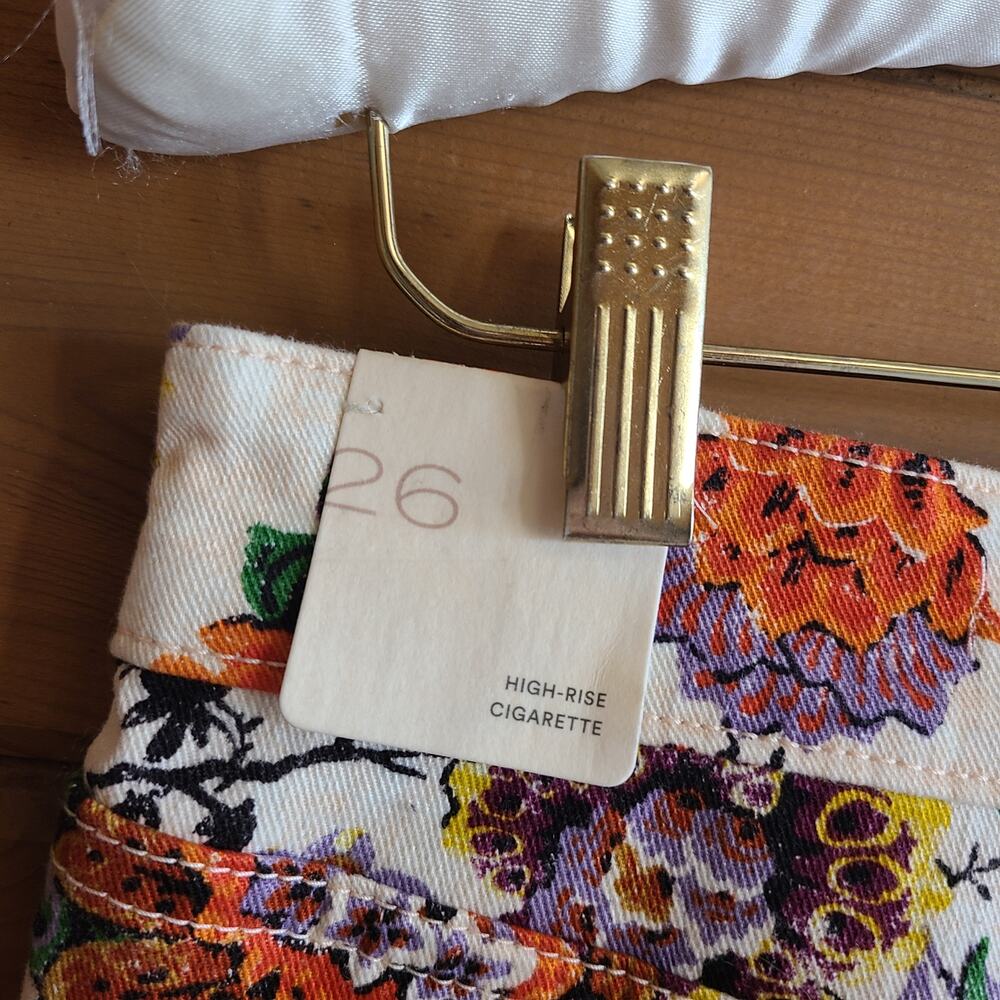 Anthropologie Cigarette Jean Floral Pilcro High Rise 26 Cottagecore Garden NWT - Picture 3 of 6